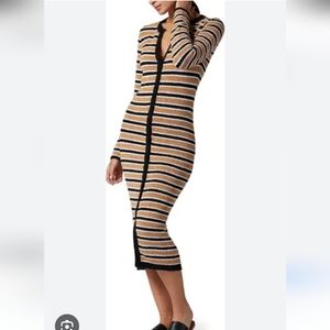 New! Joie Omer Multicolor Striped Long Sleeve Midi Sweater Dress Size S